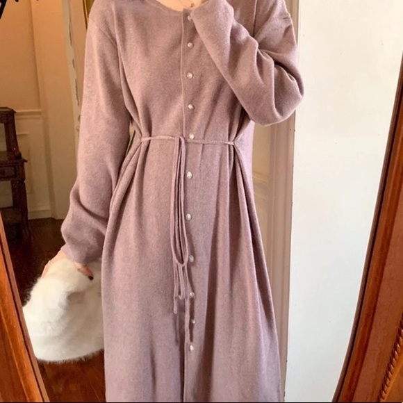 Cardigan dress sweater purple belted - Picture 3 of 8